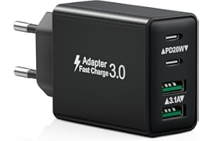 LUMFOCUS Caricatore USB C Rapido 40W 4-Porto Presa USB Multipla PD+QC 3.0 Carica Cellulare, Spina Alimentatore USBC Caricabatterie per iPhone 16 15 14 13 12 11 Pro Max Plus, Samsung, Spinotto Muro Adattatore