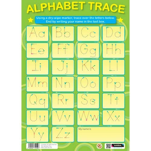 Sumbox - Póster para aprender a escribir el abecedario (texto en inglés)