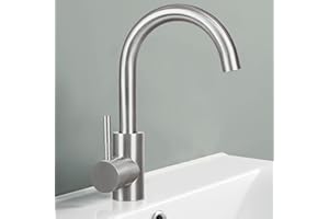 Mursche Kran łazienkowy, armatura umywalkowa, obracana o 360°, kran zimnej wody, wysokociśnieniowy, stal nierdzewna, bateria mieszakowa, do łazienki, zlewozmywaka, WC, kuchni, szczotkowany nikiel