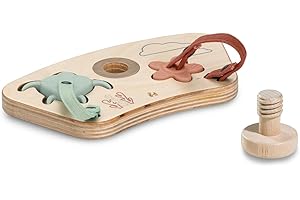 Hauck Juego Encajables para Alpha+ Beta+ y Arketa - Puzzle de Madera y Silicona Alimentaria Estimula Coordinación Mano-Ojo - Juguetes para Bebés 10 Meses - Tortuga & Flor
