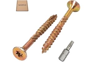 SKIR'CO (opakowanie 100 szt.) uniwersalne śruby do drewna ocynkowanej 4,0 x 40 mm, żółte śruby do drewna, łeb stożkowy, łeb torx, typ 17, śruby do płyt wiórowych (100, 4,0 x 40 mm)