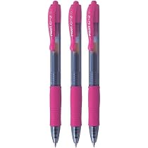 Stylos Gel Pilot G2-07 - Lot De 3 - Pointe 0.7mm - Encre Violette - Rechargeable - Confort D'Écriture Supérieur