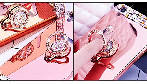 Galaxy S5 Hülle, Galaxy S5 Spiegel Hülle Mirror Case, Ukayfe [Handy Ständer Ring Holder] TPU Handyhülle Samsung Galaxy S5 Rose Gold Plating Silikon Schutzhülle Luxus Glänzend Glitzer Kristall Strass Rahmen Weich TPU Handy Tasche Ultra Dünn Silikon Weich Crystal Handyhülle mit Make Up Spiegel Mirror Kratzfeste Handy Tasche Schale Etui Bumper für Samsung Galaxy S5 – Rose Gold - 4