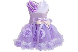 IZEFIA Vestido para Perros Falda de Lujo para Cachorros Ropa para Perros Vestidos de Princesa Vestido de Novia Vestido con Lazo Rosa para Perros Pequeños
