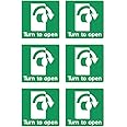 Turn left to open door handle safety sign - Pack of 6 100mm x 100mm ...