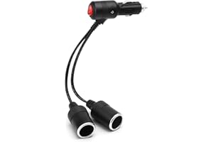 TNSLAND 1. 2 przedłużacz do zapalniczki, podwójne gniazdo zapalniczki z przełącznikiem, kabel przedłużający z bezpiecznikiem, 2-drożny adapter zapalniczki samochodowej 12 V/24 V do samochodu, łodzi,