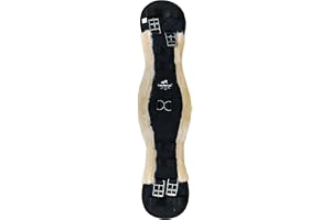 TGW RIDING Sheepskin Dressage Girth with Stainless Steel Buckles, Quilted Black, 19.69-33.46 inches