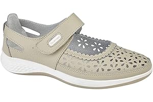 BOULEVARD Womens Leather Wide EEE FIT Velcro Casual Shoes Size 4-9 Black