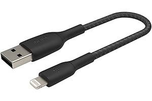 Belkin geflochtenes Lightning-Kabel (Boost Charge Lightning-/USB-Kabel für iPhone, iPad, AirPods) MFi-zertifiziertes iPhone-Ladekabel, geflochtenes Lightning-Kabel (15 cm, Schwarz)