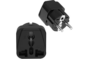 CLOMNPE Uniwersalny adapter, 2 sztuki, adapter podróżny, wtyczka USA, wtyczka Niemiec, adapter do gniazda wtykowego, adapter do USA, UK, Tajlandii, Szwajcarii, Włoch, czarny