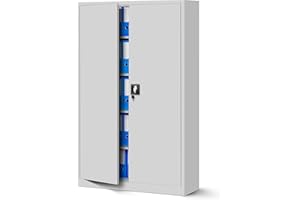 ‎JAN NOWAK Jan Nowak Metallschrank Jan II 185 x 115 x 40 cm - Aktenschrank abschließbar mit 2 Türen, Mehrzweckschrank mit 5 Ebenen, Büroschrank aus Stahlschrank mit Pulverbeschichtung - Grau