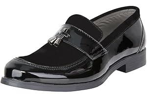 SIRRI Chaussures habillées en Simili Cuir en Daim pour garçons, Mocassins Formels à Pampilles à Enfiler