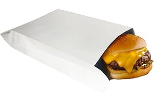WACCOMT Pack 20 Pièces Sacs en Papier Kraft Feuille d'Aluminium RéSistants à l'Huile Ouverture SupéRieure en Mylar Thermoscellable pour Stockage d'Aliments (Blanc, 16x25x4cm (6.3x9.8x1.6 inch))