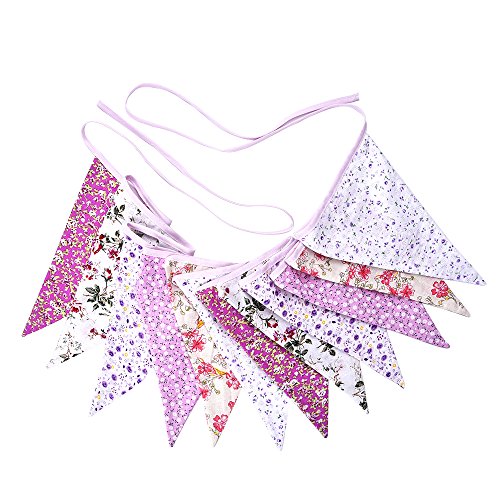 Double Sided Fabric Party Bunting with Vintage Chic Floral Design, 3.8 Meters