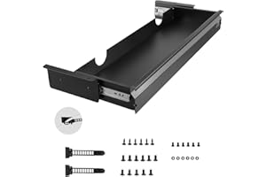 VEVOR Cassetto Estraibile Sotto Scrivania 840 x 240 x 107 mm Organizzatore Nascosto per Riporre Oggetti sulla Scrivania, Cassetto Portapenne Sotto Tavolo per Postazioni di Lavoro da Ufficio, Nero