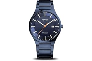 BERING Herren Solar Uhr | Armbanduhr 39 mm Titangehäuse und Zifferblatt | Titanband mit Titanelementen | 10 ATM | 15239