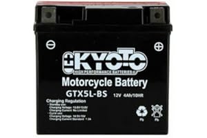 Batterie moto Kyoto SLA GTX5L-BS (YTX5L-BS) AGM - Sans entretien - 12 V 4 Ah - Dimensions : 114 x 71 x 106 mm compatible avec KTM EXC 400 2000-2002