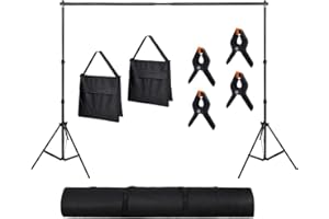 Froadp 2×3m Studio Fotograficzne Stojak na tło System Statywów o Regulowanej Wysokości z Zaciskami do tła, Workami z Piaskiem i Przenośną Torbą do Fotografii Produktowej, Portretowej i Wideo