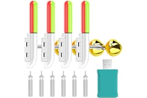 Dhqkqg Luces de pesca con 4 luces LED para pescar, con hebilla, alarma de pesca, con cargador y batería para pesca nocturna, al aire libre