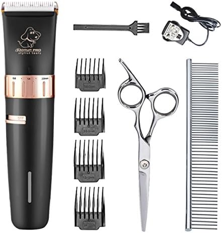 Pet Grooming Clippers, Professional Cordless Rechargeable Dog Cat Pet Electric Clippers Low Noise Grooming Trimming Tool Kit Set, Dogs Cats Hair Trimmer, Black