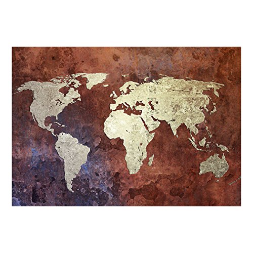 Fototapete Weltkarte Landkarte Kontinent 400×280 cm XXL KOMPLETT SET MIT KLEISTER – PREMIUM VLIES TAPETE – PROFI QUALITÄT (Keine Papiertapete, keine Blasenbildung) – Top moderne Wanddeko – Fototapete 3D Illusion – Riesen Wandbild – Top Design Tapete – Neue exklusvie Edition mit noch besser Druckauflösung – Deutsches Premium Vlies (Kein Import Vlies oder PVC), Schlafzimmer, Wohnzimmer, Kinderzimmer geeignet | Fototapeten Wandtapete FOA0014a84XL - 3