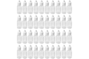 Bamboopack 50 botellas de plástico transparente vacías de 20 ml con cuentagotas exprimibles recargables para ojos, gotas para los oídos, aceites esenciales