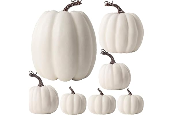 OTMVicor 7 st konstgjorda pumpor, höstdekoration, vit pumpa för Thanksgiving höst skörd halloween jul