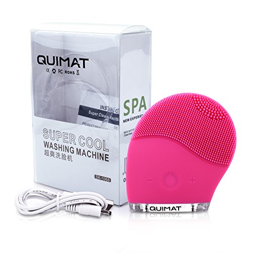 Quimat Gesichtsreinigungsbürste Anti-Aging sonic silikon wasserdicht elektronische Vibration Hautreinigung Pflege und Massagegerät Vibrierendes (rosarot) - 7