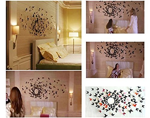 Hosaire 12 Stücke Aufkleber 3D PVC Schmetterling-Wandsticker DIY Wand-Dekoration Babyroom Dekoration(Rosa) - 9