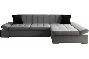 ‎MIRJAN24 Mirjan24 Ecksofa Malwi mit Regulierbare Armlehnen Design Eckcouch mit Schlaffunktion Bettkasten L-Form Sofa vom Hersteller Couch Wohnlandschaft (Magic Ve. 2217 + Magic Ve. 2219, Ecksofa: Rechts)