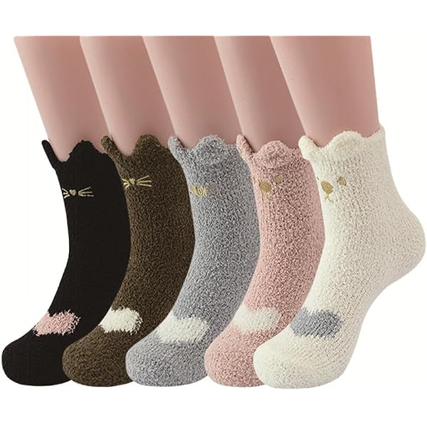 Calzini Termici In Pile 5 Paia Uomo E Donna – Super Morbidi, Spessi, Anti-pelucchi, Per Inverno E Dormire, Polsino Elastico