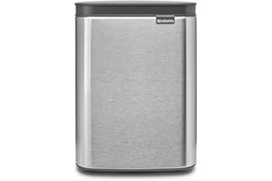 Brabantia - Kosz na śmieci Bo 4L - Mały i stylowy - Łatwe otwieranie i delikatne zamykanie - Kosz na Odpadki Higieniczny - Do montażu na ścianie - Do łazienki, toalety, sypialni - Matt Steel FPP