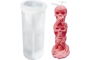 SILICANDO Skull Candle Mould, 3D Halloween Silicone Mould for Candle, Columnar Candle Resin Mould, Handmade Craft Candle Making Mould for Casting Homemade Soap, Chocolate, Clay, Halloween Party Decoration