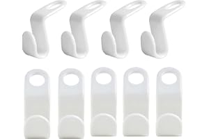 通用 50 Pcs White Mini Stacked Hooks Wardrobe Closet Drop Connecting Hanger Space-Saving Hanger Connector for Wardrobe Cabinets Clothes Organiser