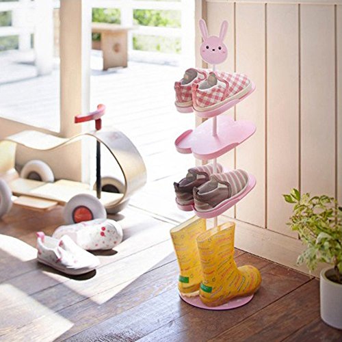 Addfun®Kids Schuhregal,Kreativ Bodenausführung rotierend Schuh Lagerung Gestell Dreidimensional Karikatur Kinder 's Mappe Schuhregal(Hase)