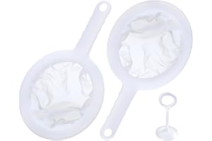 JTMKYO Lot de 2 tamis fins avec manche long et embout presse à filtre en 1 pièce, passoire à mailles fines, passoire de cuisine en maille, passoire à mailles fines en plastique, passoire domestique