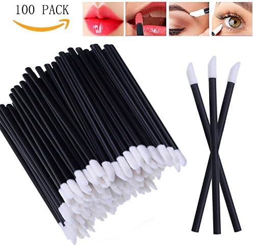 100pcs Disposable Lip Gloss Brushes, Yevita Lip Gloss Lipstick Wands Applicators Makeup Brush Kit Lip Liner for Lip Scrub Plumper Tools for Cosmetics-Black