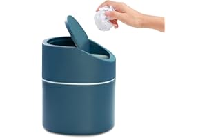 MAJOYLIFE Tischmülleimer mit Deckel,2 Liter,Mini Mülleimer für Schreibtisch,Frisiertisch,Nachttisch Usw Polypropylen(13x13x16cm, Blau)