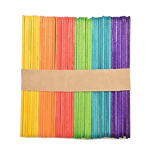 200 Stück Natürliche und bunte Holzstäbchen für DIY Basteln, Verzieren und bemalen genutzt - 7