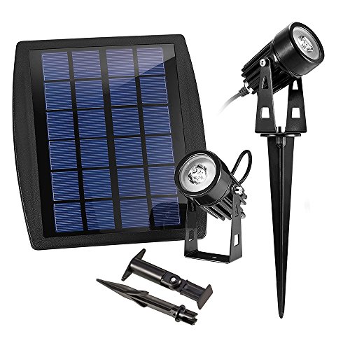 Liqoo® Mini Solarstrahler LED Solarleuchte mit 2 Spotlights IP65 Wasserdicht Gartenleuchte Solarbeleuchtung Outdoor Solarlampe Außen