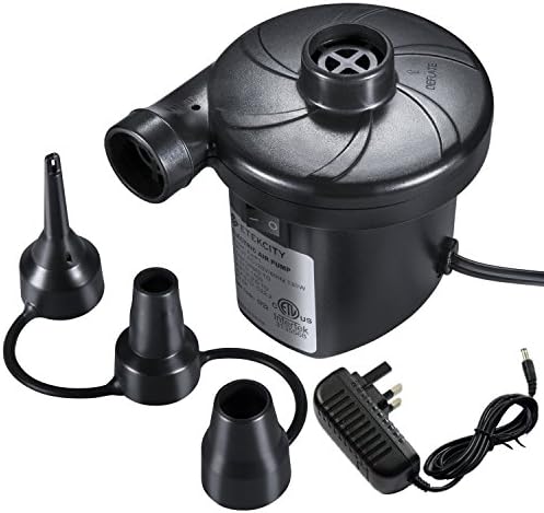 Car connection and Household Electric Air Pump Portable Air Mattress Pump Quick-Fill AC Inflator Deflator for Inflatables Raft Bed Boat Pool Toy with Nozzles, 110-120V (AC air pump)-British Standard