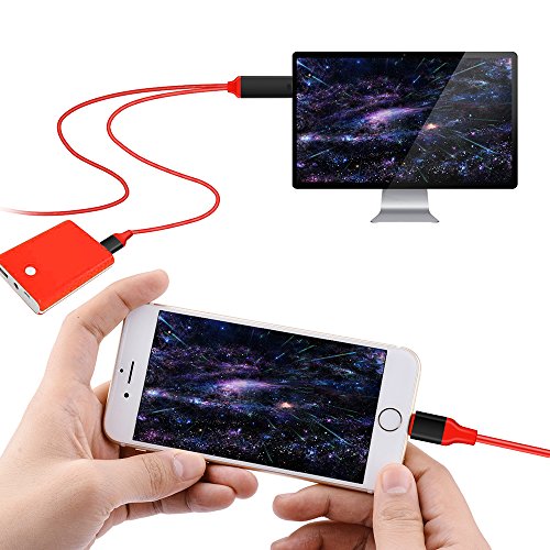 Lightning HDMI Kabel,2 Meter Kabel HDTV MHL Kabeladapter von Penzo,1080P,Transmit Audio und Video Heimkino für iPhone 7/6s/6/5s/5 iPad iTouch TV Projektor (rot, 6,6ft) - 6