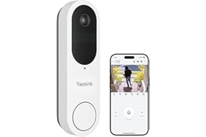 Reolink 2K Timbre Inalámbrico Exterior Impermeable, Cámara Portero con Batería, Vista de 150°x150°, 2,4/5GHz Wi-Fi, Alimentación por Batería/Cable, Detección de Persona/vehículo/Paquete, Blanco