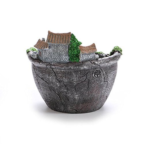 NUOLUX Mikro Landschaft Kunstblumen sukkulente Pflanzen kleine kreative Blume Topf Topflappen hängen Gartengestaltung mit süßen Haus (Silber) - 4