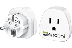 LENCENT 2X Adaptateur Prise USA/Americaine/Les États Unis 3 Broches vers Les Prises France/Francaise/Europe 2 Broches Adaptateur de Voyage Blanc