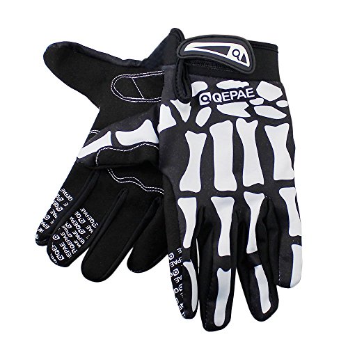 Lerway Guantes de Bicicleta Esqueleto Dedo Completo, Ciclismo Invierno Guantes para Moto Bici Motocicletas y Deportes al aire libre de Mujer/Hombre Caliente Anti-Viento(L)