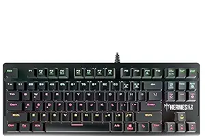 GAMDIAS 7 Colour Backlit Gaming USB Mechanical Keyboard with 87 Keys, Blue Switches, Anti-ghosting, Multimedia Control Key with Metal Plate, Combo (Multicolour, Hermes E2)