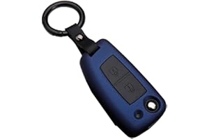 OTMIK Funda para llave de coche de fibra de carbono ABS para Nissan Qashqai J11 X-Trail Juke Micra Key Shell Accesorios (2 botones azul A)