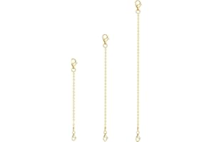 GAAINES 3 Pcs Necklace Extender Gold, Reusable Chain Extender for Necklace with Lobster Claw Clasp, Sturdy Gold Necklace’s Extend for DIY Jewellery Making Necklace‘s Chain, Extend Bracelet and Anklet