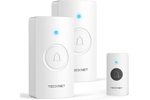 TECKNET Wireless Doorbell, Door Bells Wireless IP65 Waterproof Battery Operated Cordless Door Chime Kit up to 1300ft Long Range with 60 Melodies & 5-Level Volume, LED Flash, 4.5 Year Battery Life